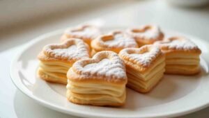 Heart-shaped puff pastry Valentine’s treats